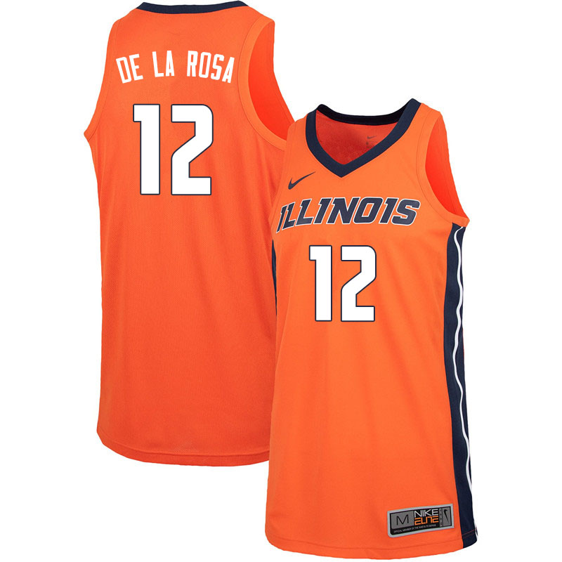 Men #12 Adonis De La Rosa Illinois Fighting Illini College Basketball Jerseys Sale-Orange